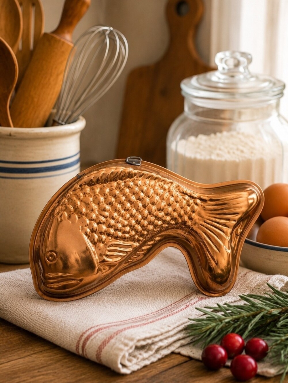 Vintage Copper Fish Mold Wall Decor | Coastal Cottage Kitchen